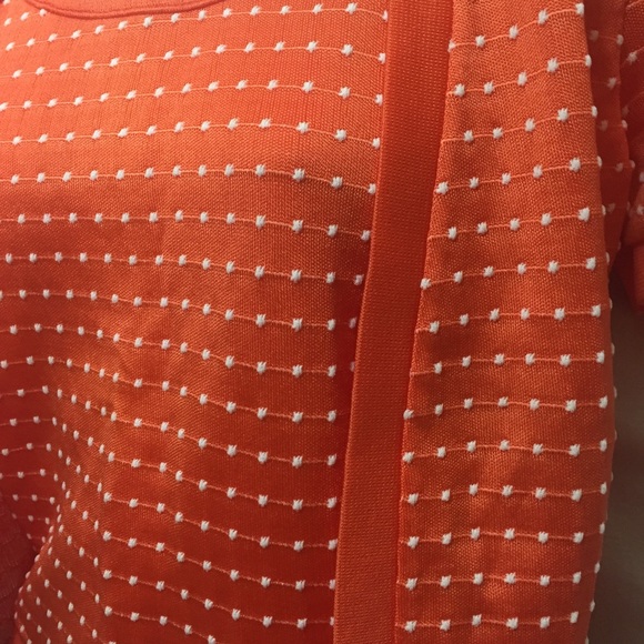 Vintage 70s Tangerine Orange polkadotted top S/M - Picture 4 of 6